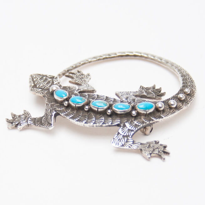 Lee Charley Turquoise Salamander Pin Brooch Pendant - Image 3