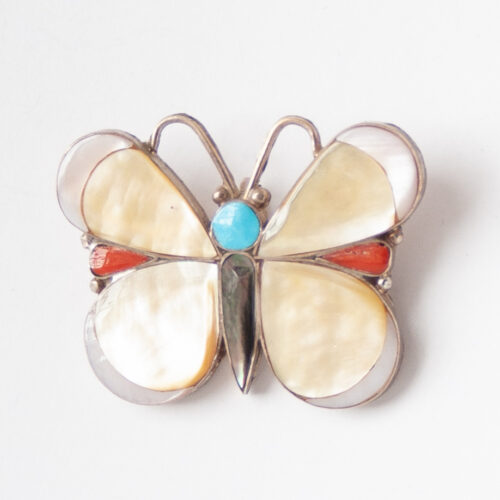 Pendentif Broche Papillon Nacre Dorée