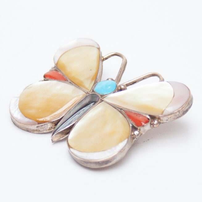 Native American Pearl Butterfly Pin Brooch Pendant - Image 4