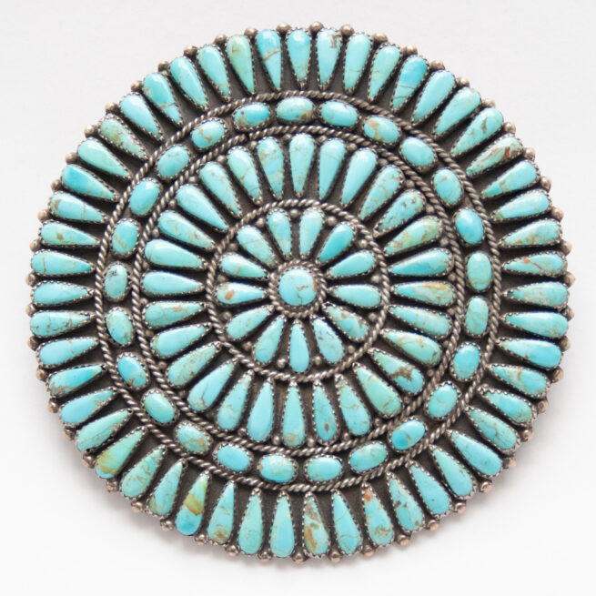 Gros Pendentif Broche Turquoise Zuni