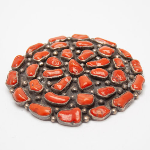 Navajo Red Coral Pin Brooch Pendant