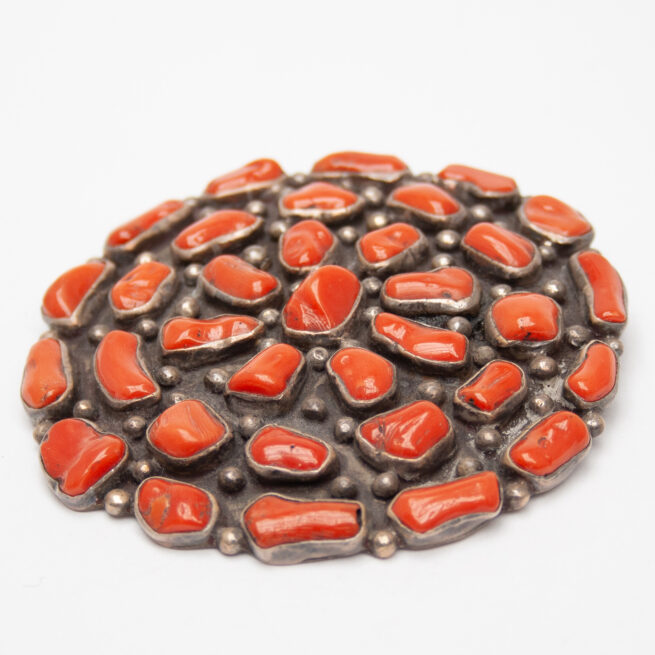 Navajo Red Coral Pin Brooch Pendant - Image 3