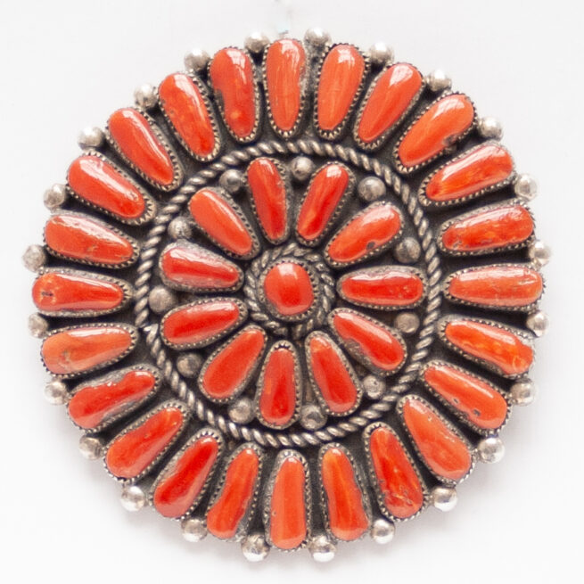 Pendentif Broche Navajo Corail Rouge