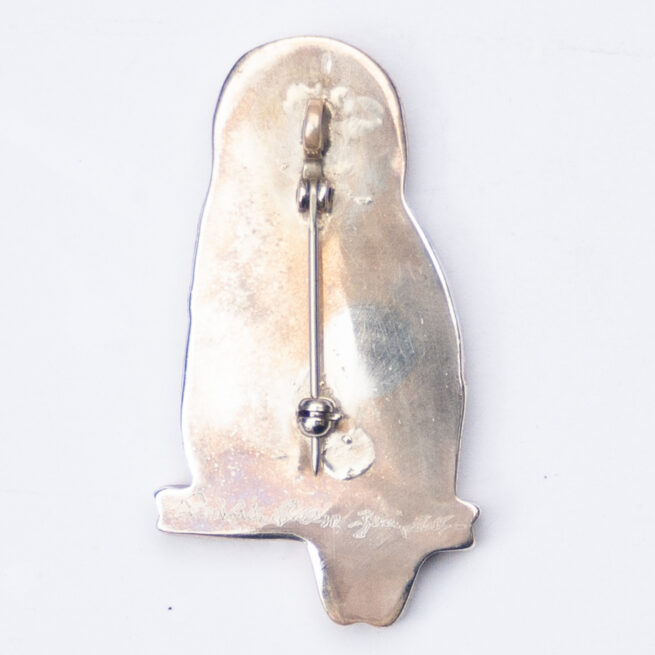 Native American White Pearl Owl Pin Brooch Pendant - Image 2
