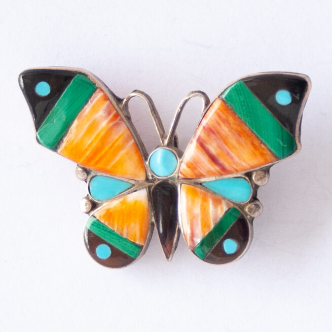 Native American Zuni Butterfly Pin Brooch Pendant