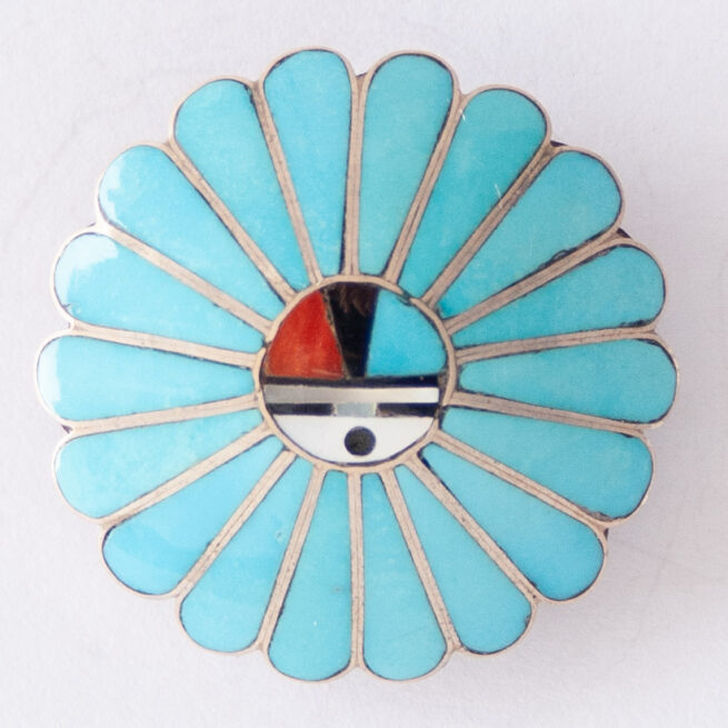 Burdian Soseeah Turquoise Kachina Pin Brooch Pendant