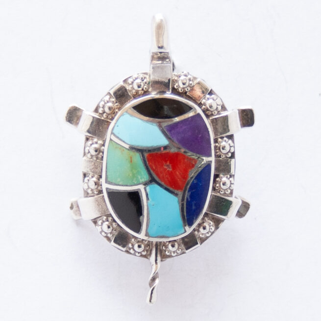 Native American Zuni Turtle Pin Brooch Pendant