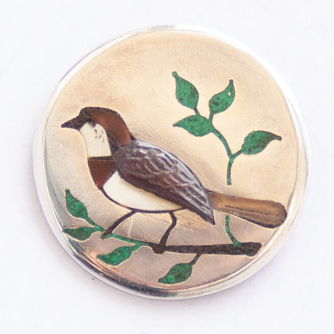 Broche Argent Oiseau Émail