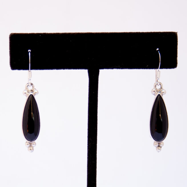 Native American Jet Teardrop Earrings