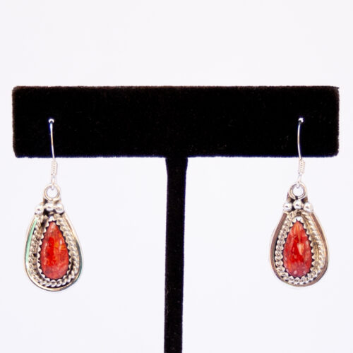 Native American Red Spondylus Teardop Earrings