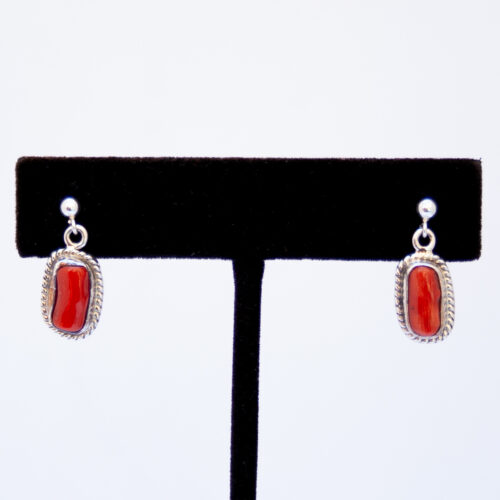 Navajo Red Coral Drop Earrings