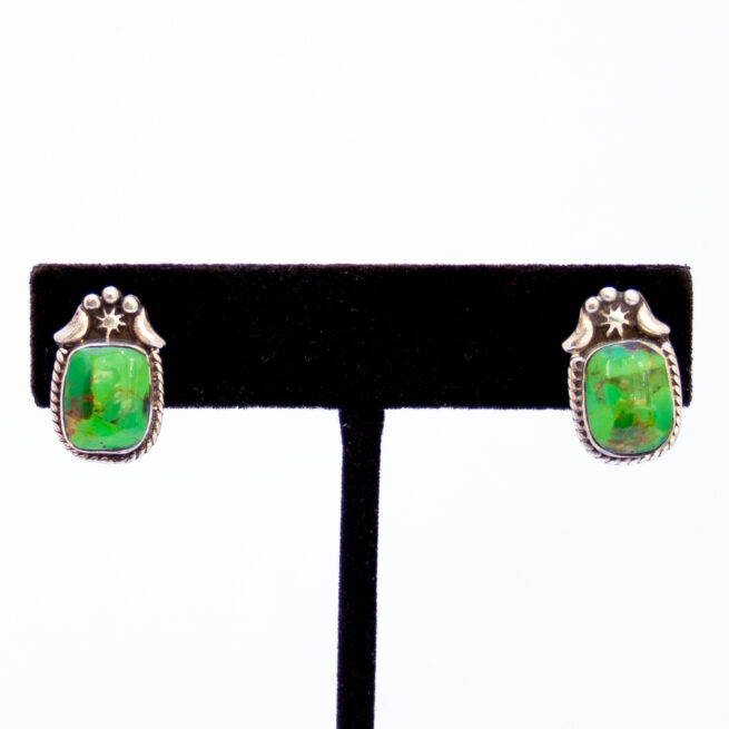 Native American Zuni Green Variscite Studs