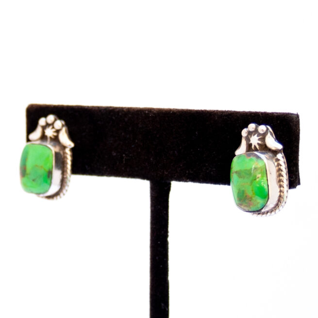 Native American Zuni Green Variscite Studs - Image 3