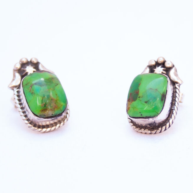 Native American Zuni Green Variscite Studs - Image 4