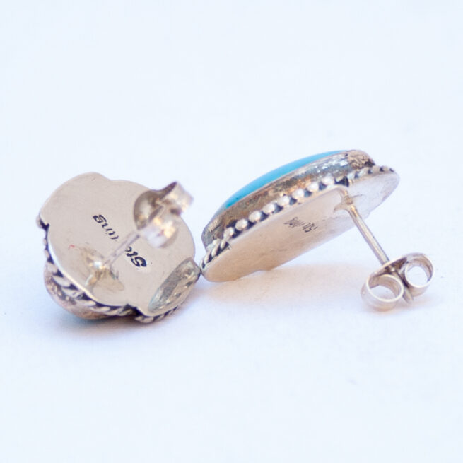 Zuni Medium Oval Turquoise Stud Earrings - Image 5