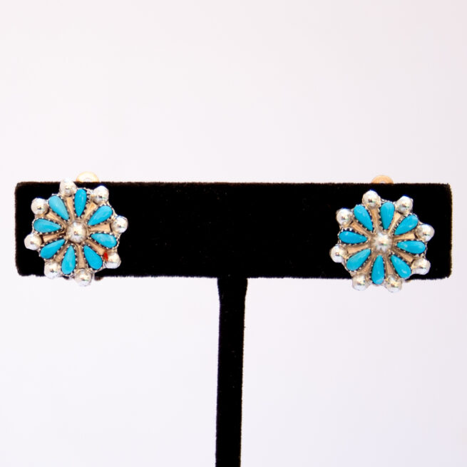 Clous d'Oreilles Fleur Turquoise