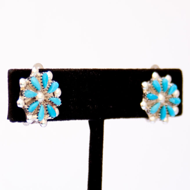 Clous d'Oreilles Fleur Turquoise – Image 2