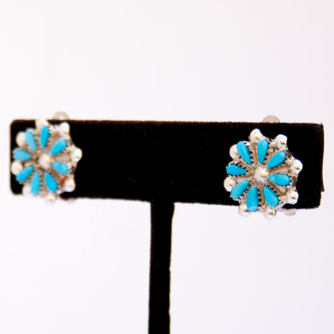 Clous d'Oreilles Fleur Turquoise – Image 3