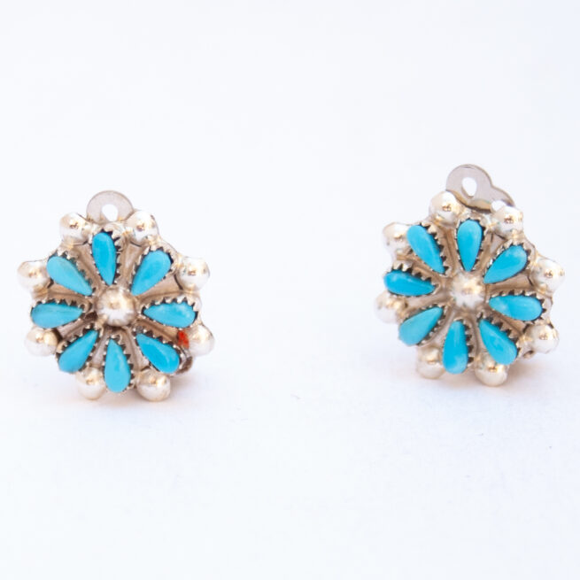 Clous d'Oreilles Fleur Turquoise – Image 4