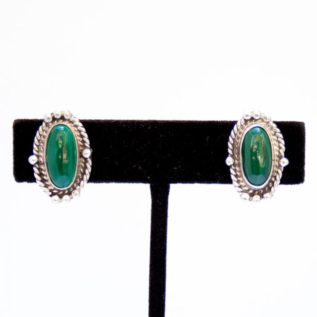 Native American Malachite Clip On Earrings