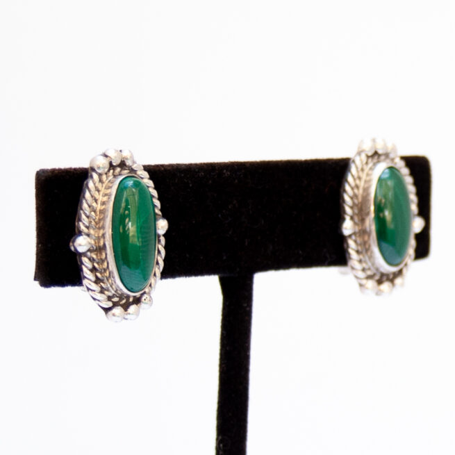 Native American Malachite Clip On Earrings - Image 2