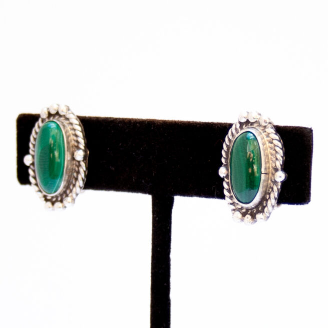 Native American Malachite Clip On Earrings - Image 3