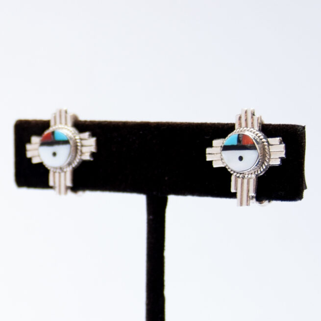 Zuni Kachina Cross Clip On Earrings - Image 2