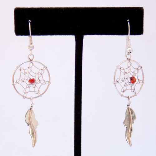 Boucles d'Oreilles Attrape-Rêves Corail