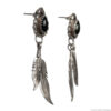 Boucles d'Oreilles Jais Plumes Argent – Image 2