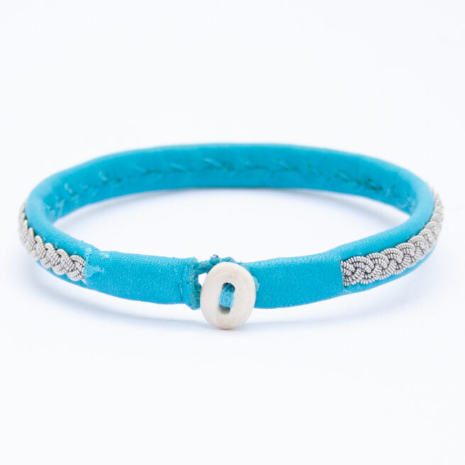 Bracelet Sámi Cuir Bleu – Image 5