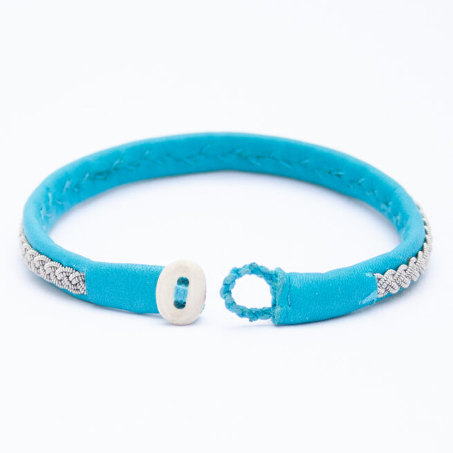 Bracelet Sámi Cuir Bleu – Image 6
