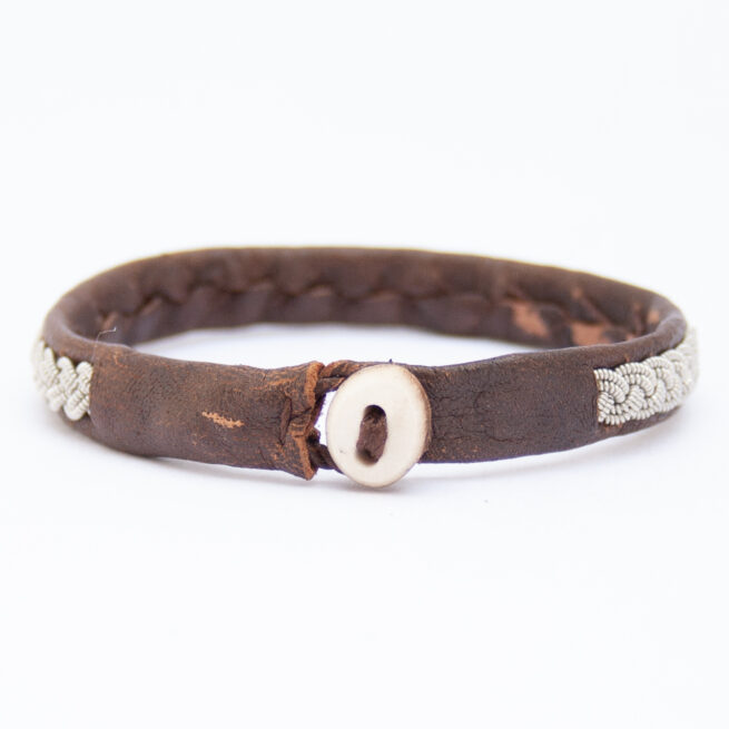 Brown Leather Silver Pewter Sámi Bracelet - Image 4