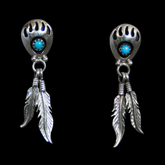 Boucles d'Oreilles Pattes d'Ours Turquoise