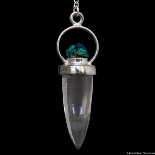 Clear Quartz Cavansite Silver Pendulum