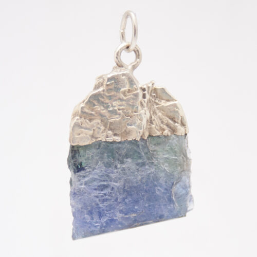 Sterling Silver Unpolished Tanzanite Crystal Pendant