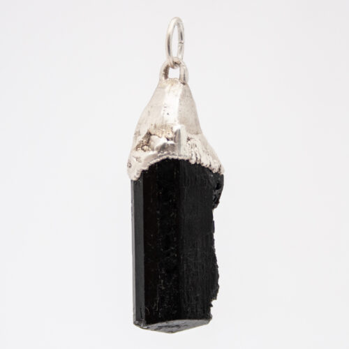 Pendentif Argent Tourmaline Noire Brute