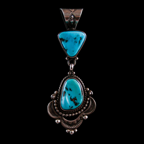 Double Turquoise Navajo Pendant