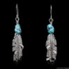Ernest Rangel Silver Feather Turquoise Earrings