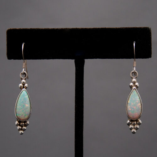 Native American Navajo White Opal Drop Earrings