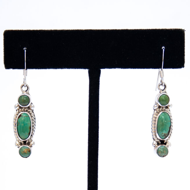 Small Triple Green Turquoise Drop Earrings