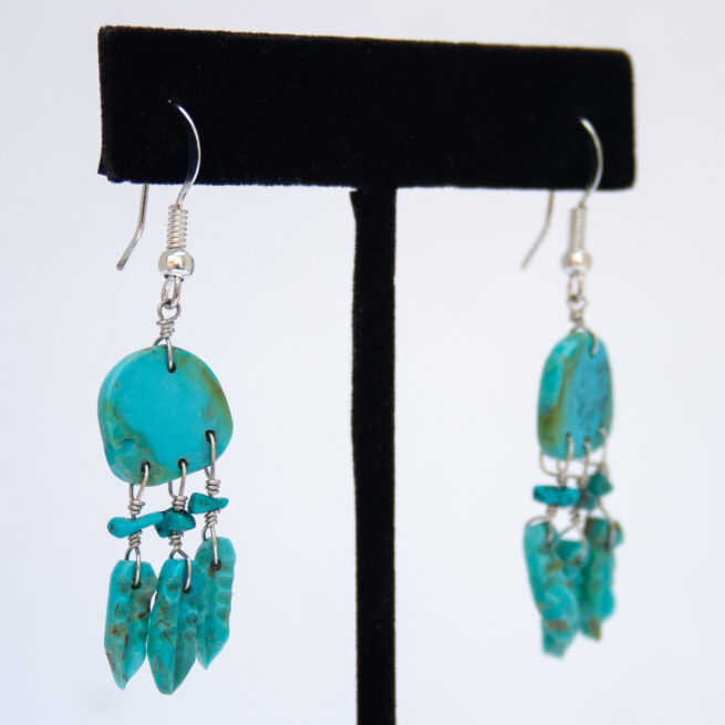 Boucles d'Oreilles Bouclier Turquoise – Image 2