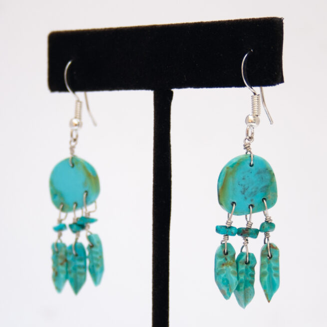 Boucles d'Oreilles Bouclier Turquoise – Image 4