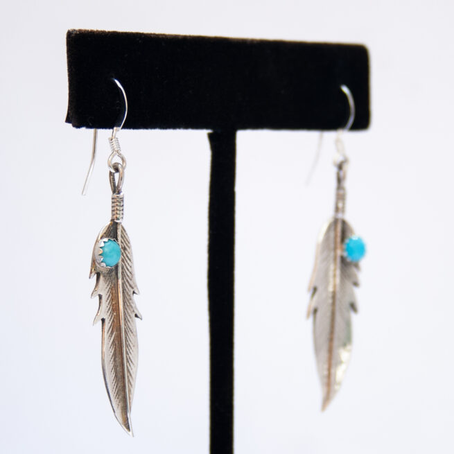 Small Feather Turquoise Earrings - Image 2