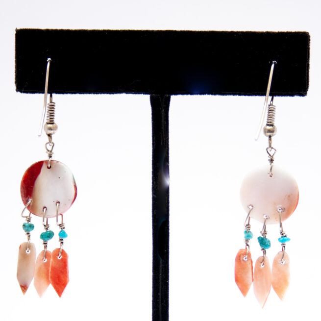 Spondylus Turquoise Spirit Shield Drop Earrings