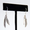 Plain Silver Double Feather Drop Earrings - Image 2