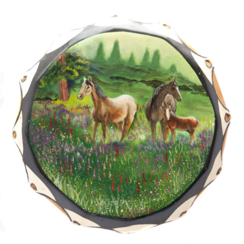 Tambour Amérindien Chevaux dans la Prairie