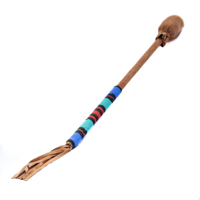 Native American Red Blue Green Beaded Drum Stick