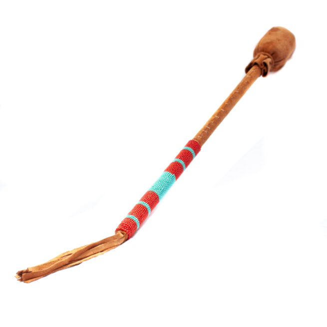 Native American Red Blue Beadwork Drum Beater