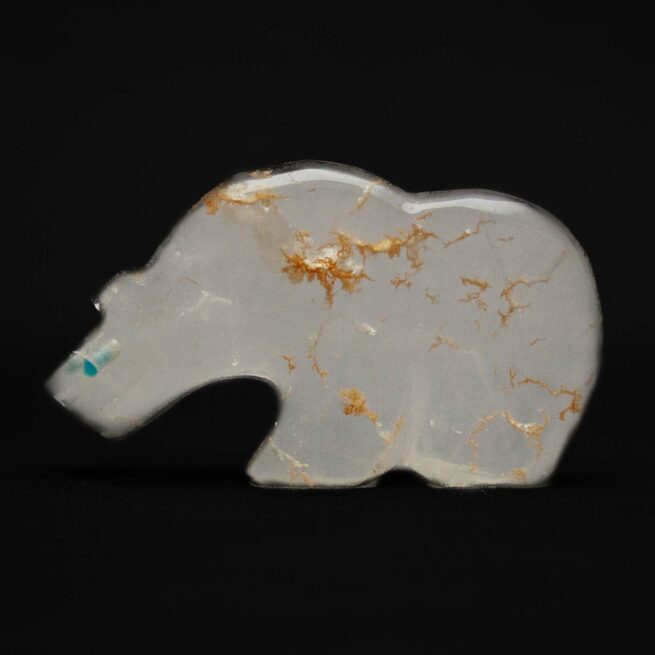 Native American Zuni Clear Quartz Bear Carving