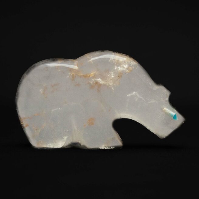 Native American Zuni Clear Quartz Bear Carving